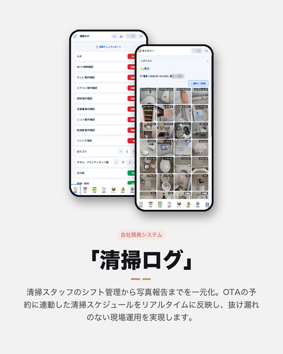 清掃スタッフ管理システムの画面